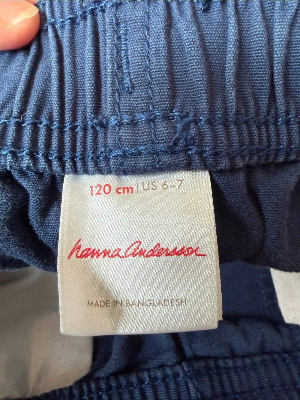 Hanna Andersson Boys Navy Blue Pull-On Chino Shorts Size 6-7 120cm